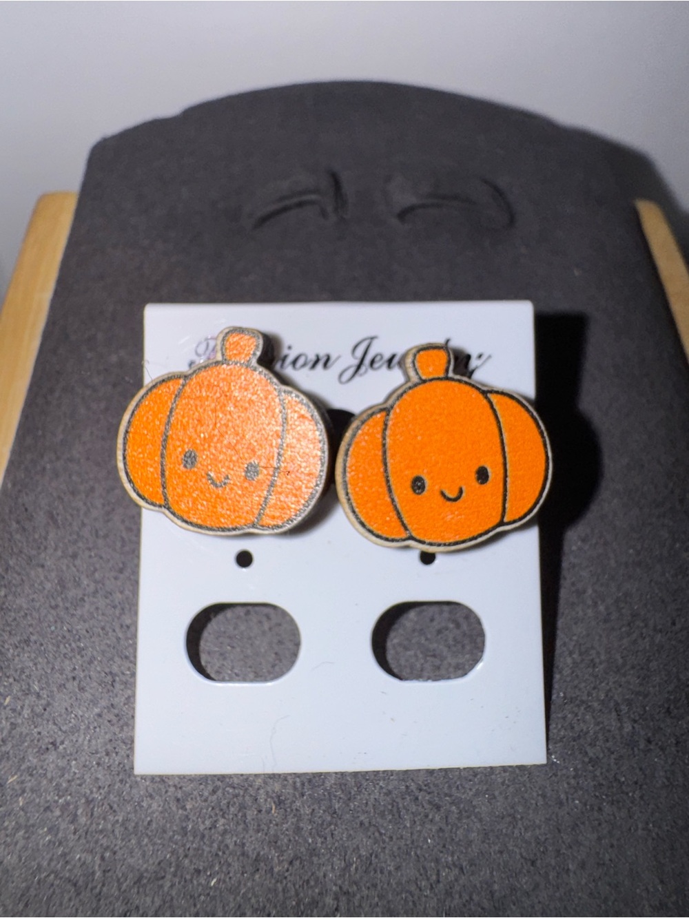 Kids Orange Pumpkin Stud Earrings - Cute Halloween Accessories